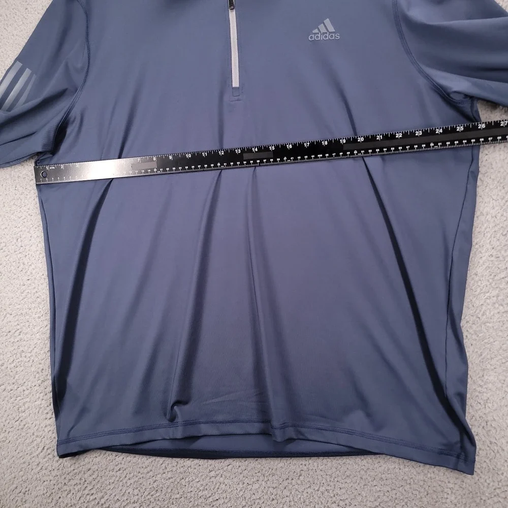 ADIDAS Golf Shirt Mens Size 2XL Blue 1/4‎ Zip Performance Long Sleeve Pullover